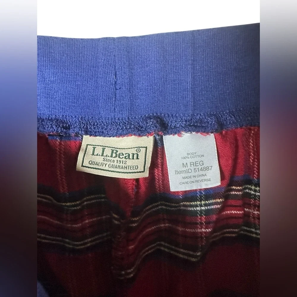 L.L. Bean‎ Men’s Plaid Flannel Pajama Pants Red Blue M Regular